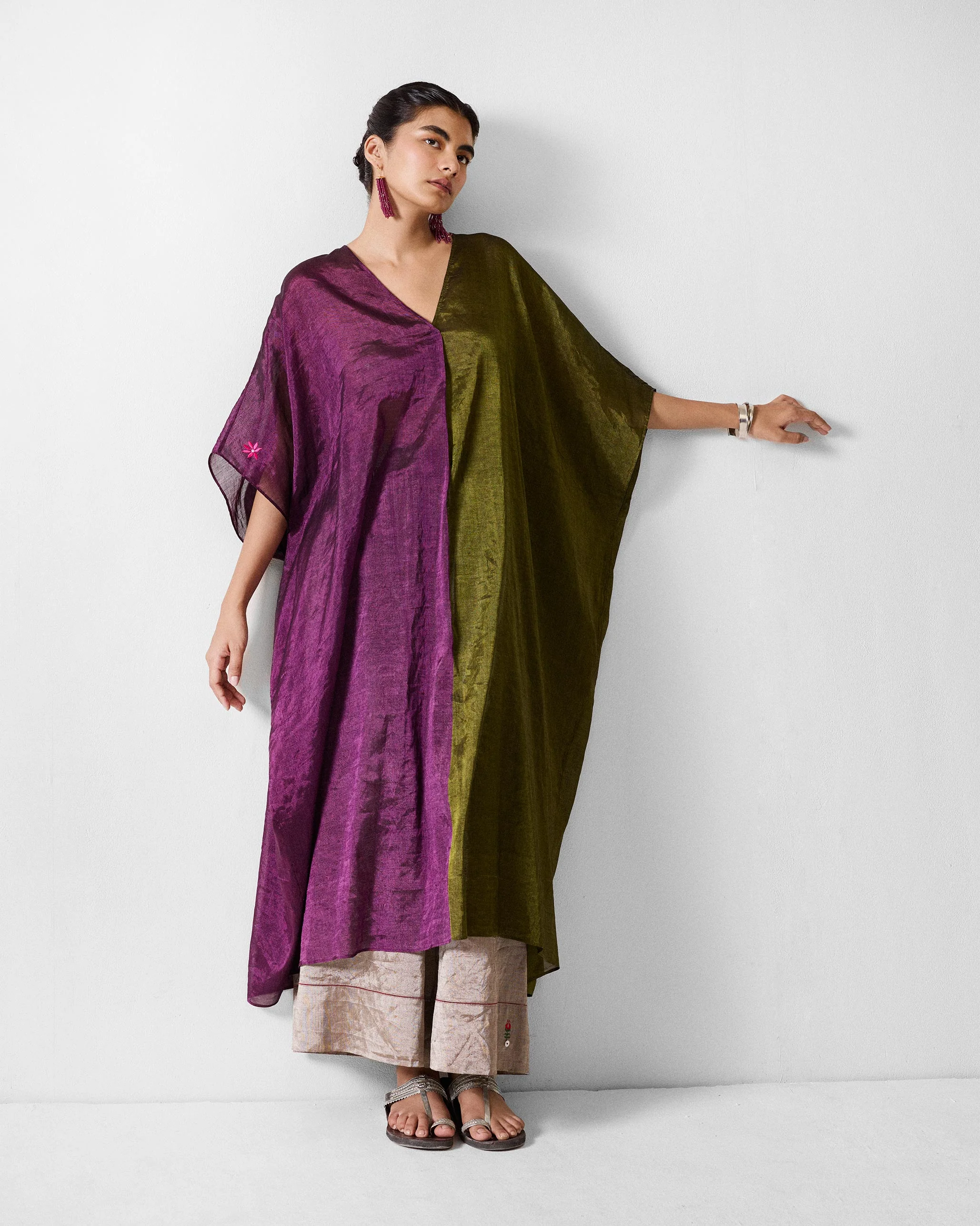 Araya Kaftan - Olive & Purple