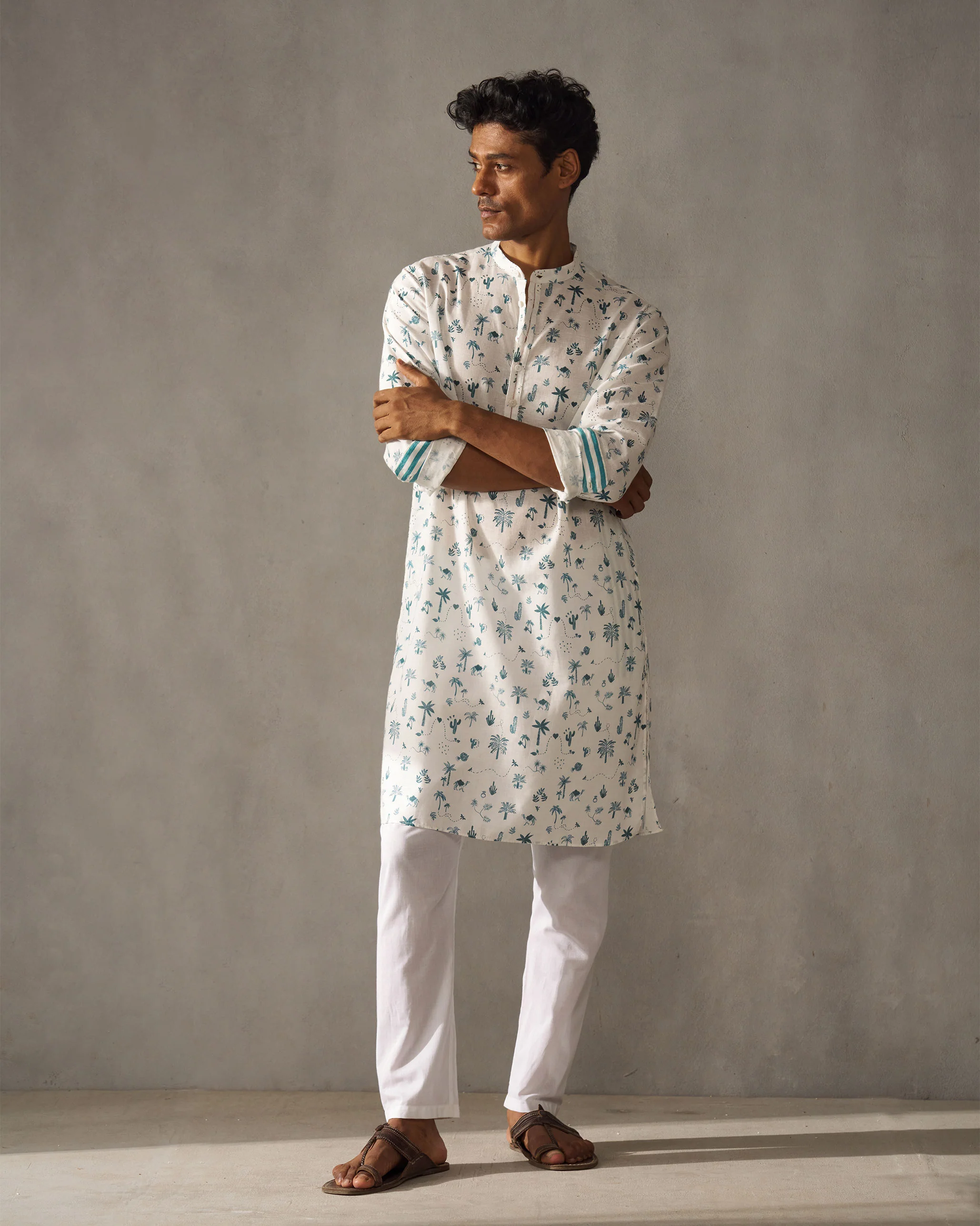 Astral Kurta - Blue & White Print - Image 8