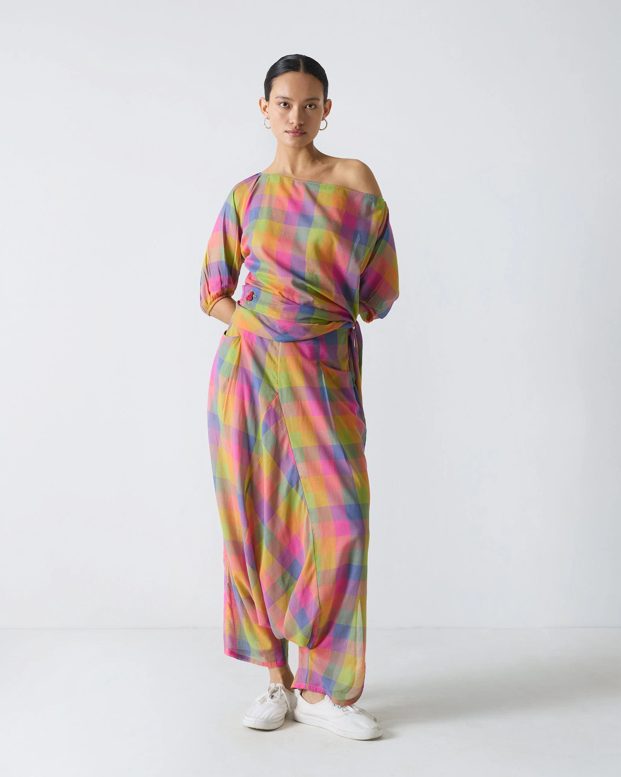 Ballerina Crop Top - Multi Color Checks - Image 9