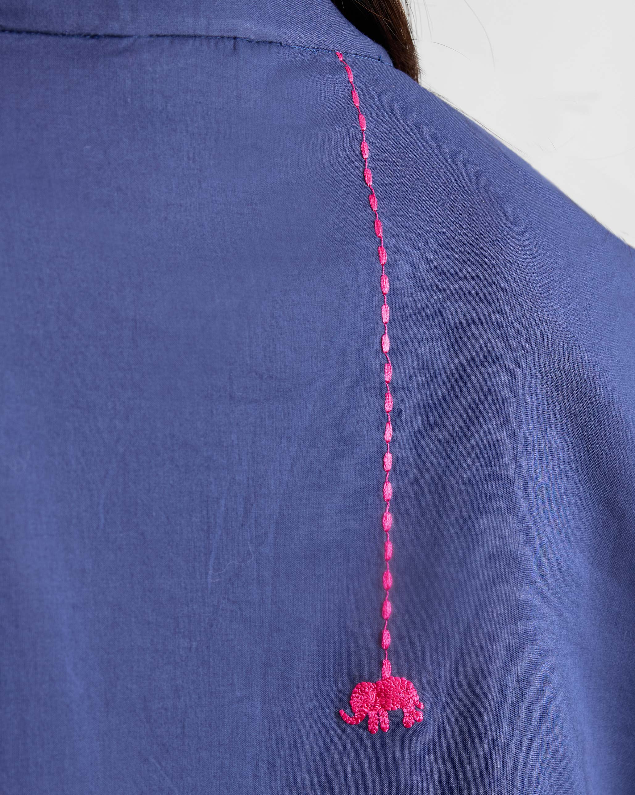 Basic Mid Length Kurta - Ink Blue - Image 4
