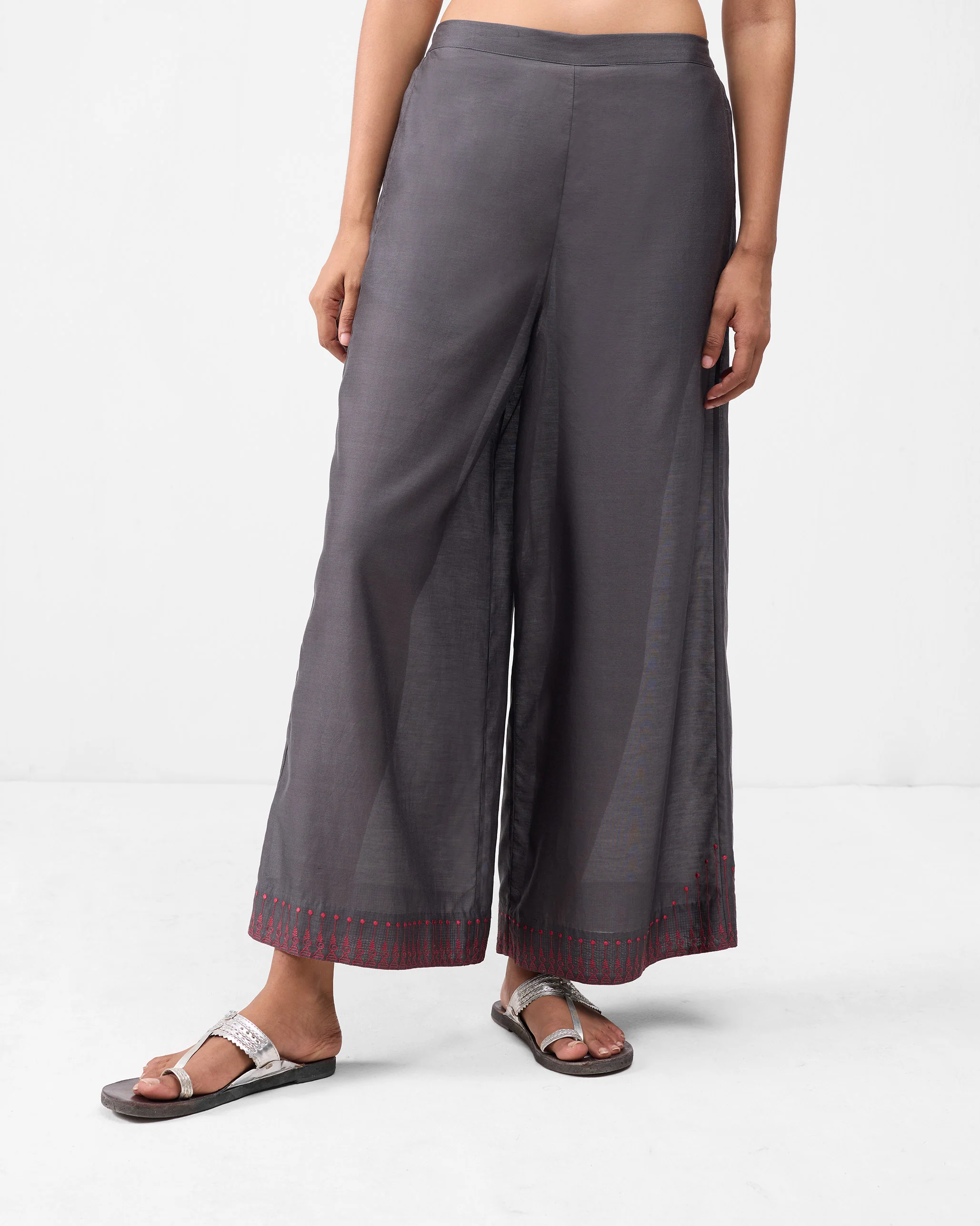 Basic Pyjamas - Charcoal & Watermelon Embroidered