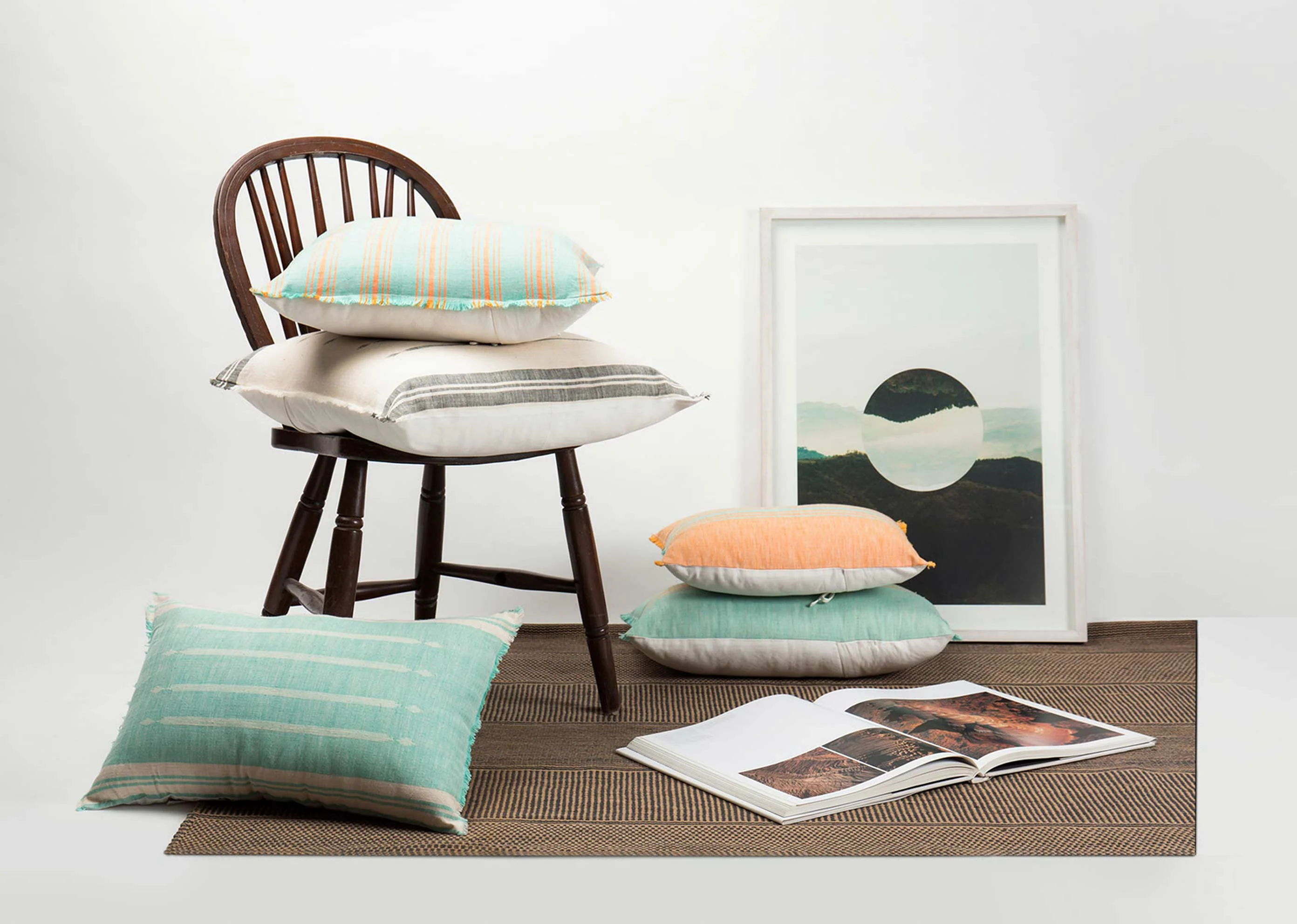 Ber Ber Stripe Pillow Cover - Aqua - Image 3