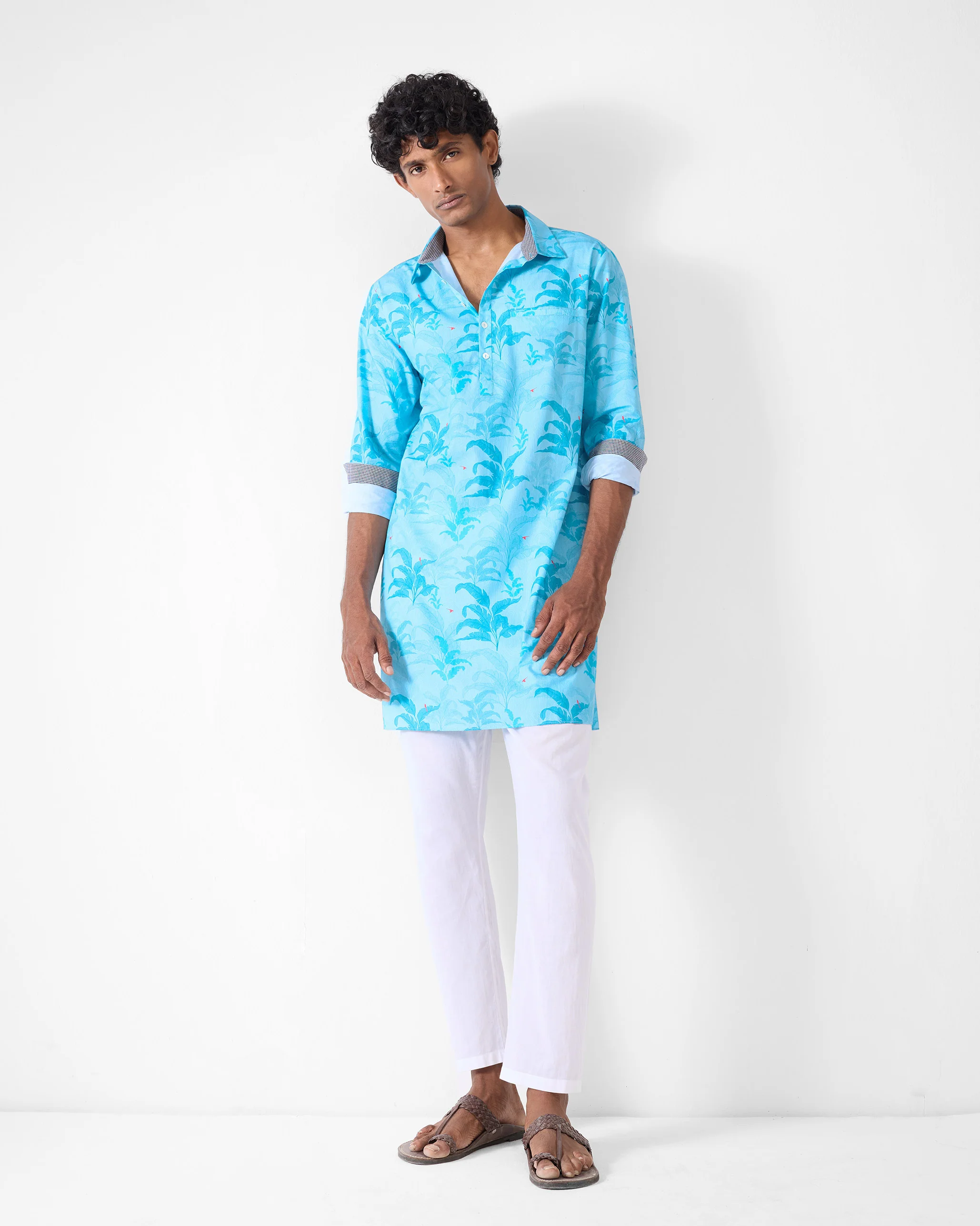 Bouquet Kurta - Light Blue