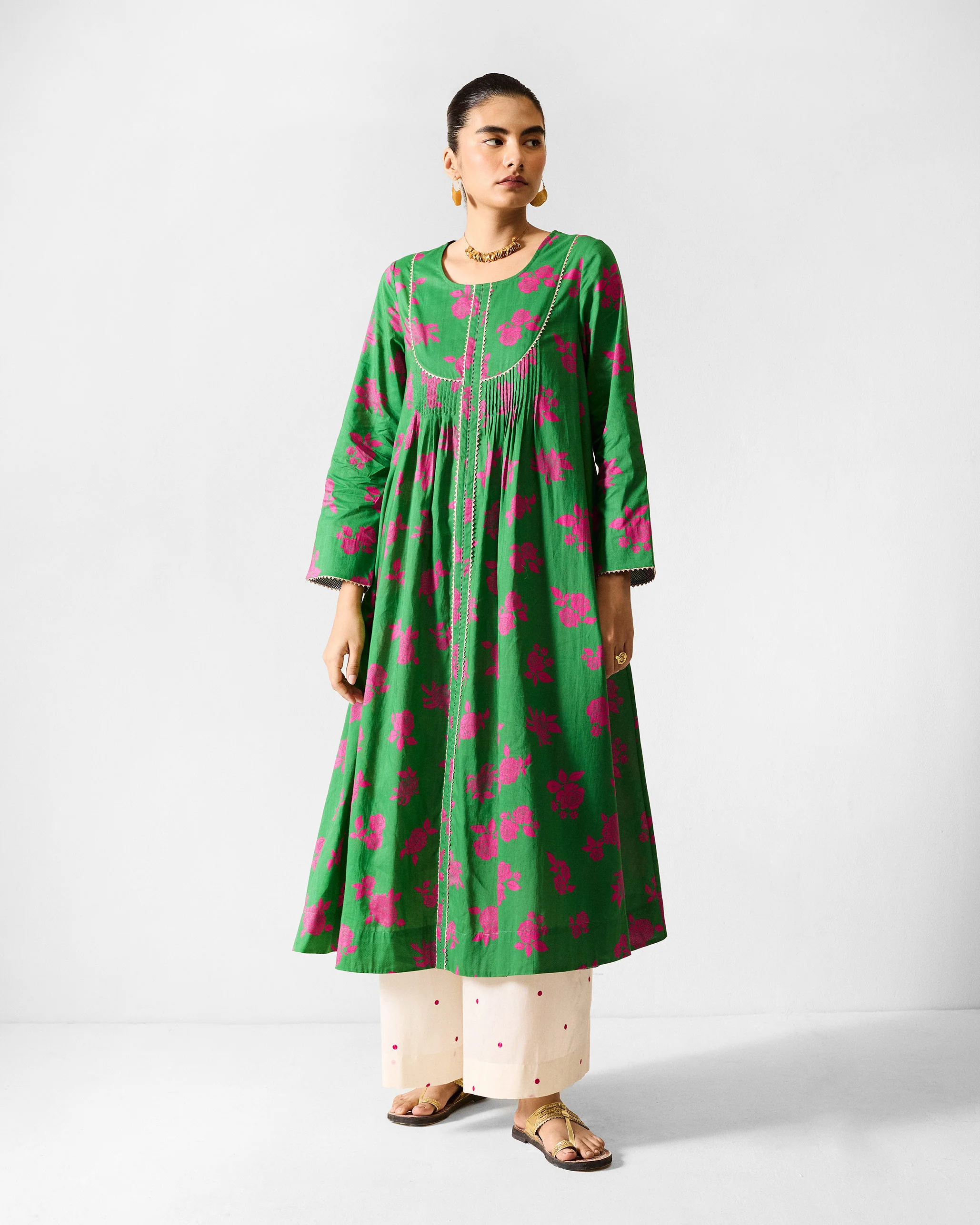 Classic Pyjamas - Ivory & Fuchsia Embroidered - Image 5