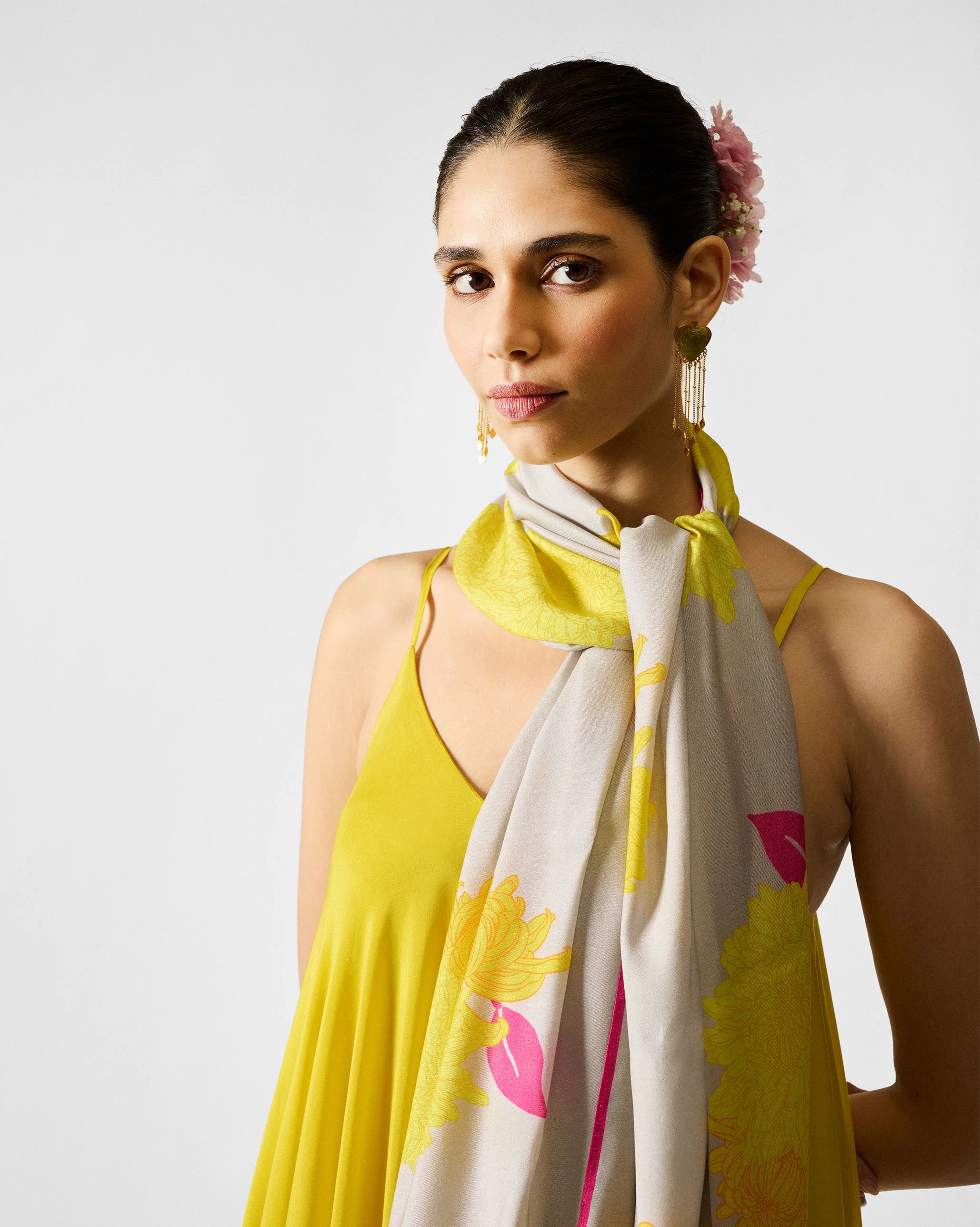 Floral Scarf - Grey
