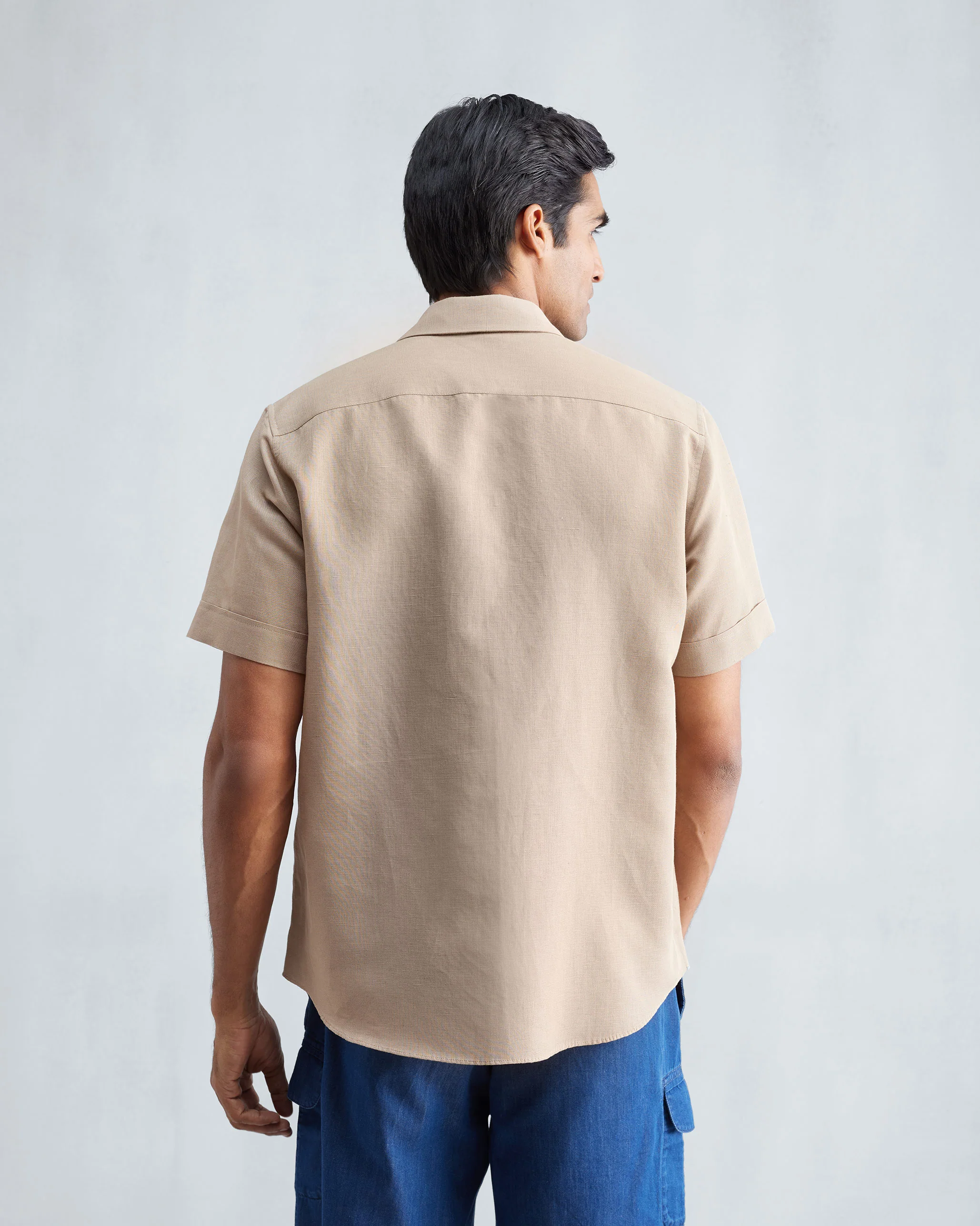 Half Sleeve Shirt - Beige - Image 5