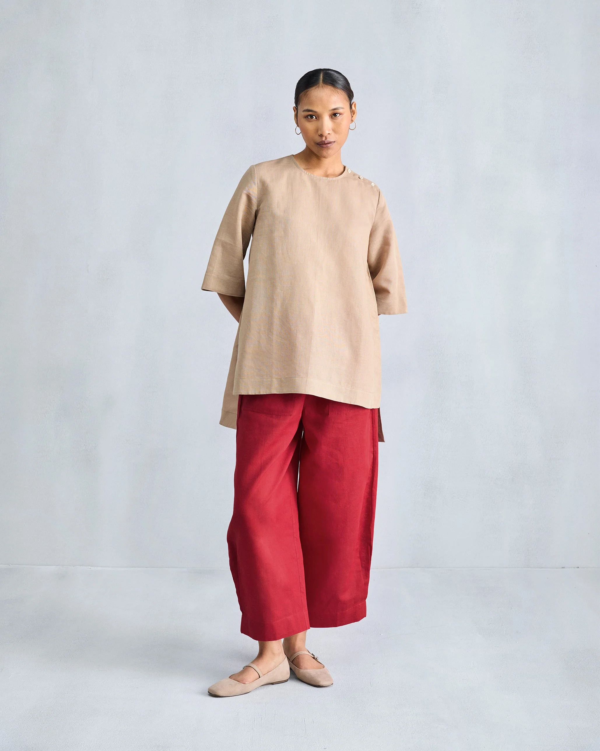 High Slit Top - Beige - Image 7