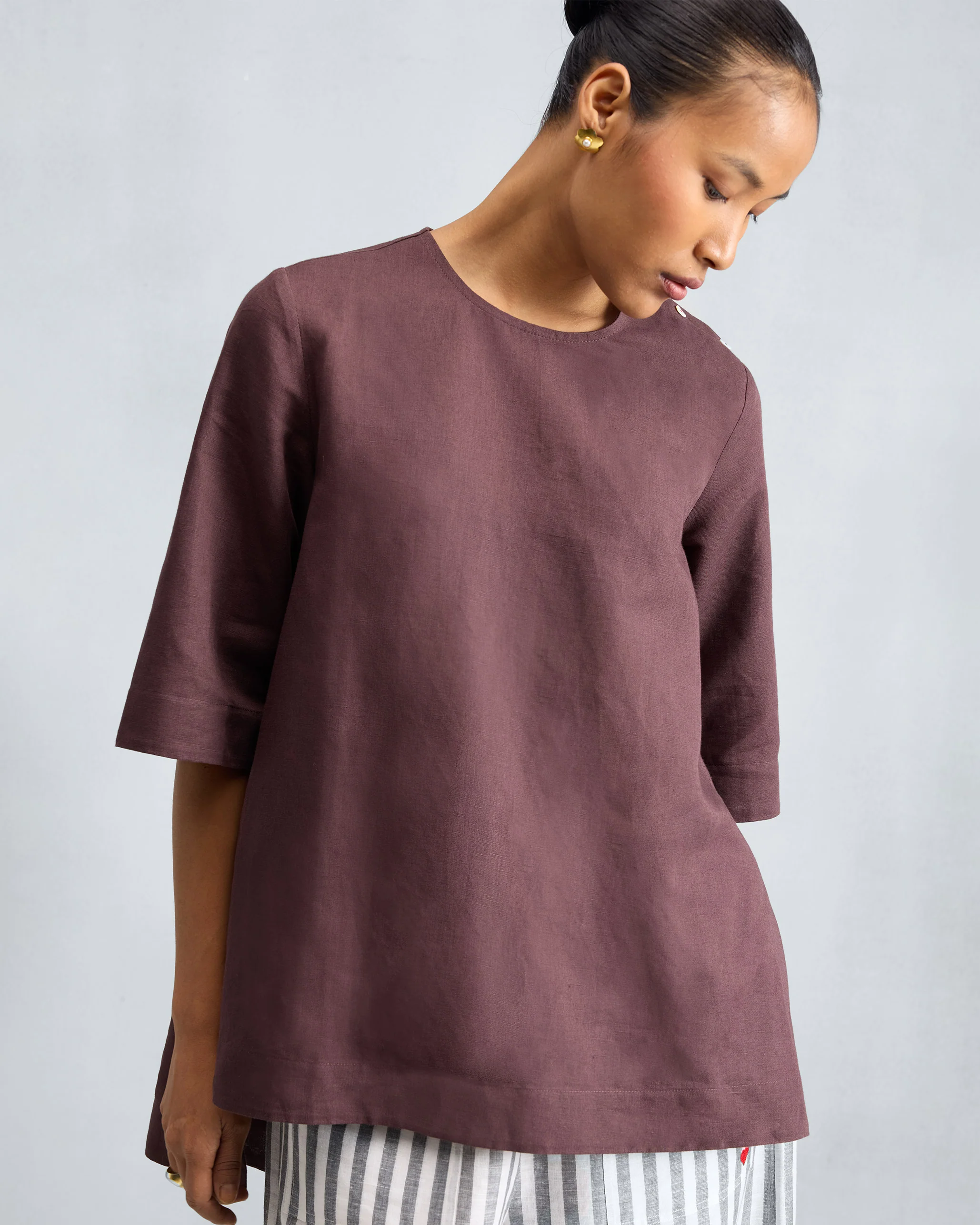 High Slit Top - Chocolate Plum