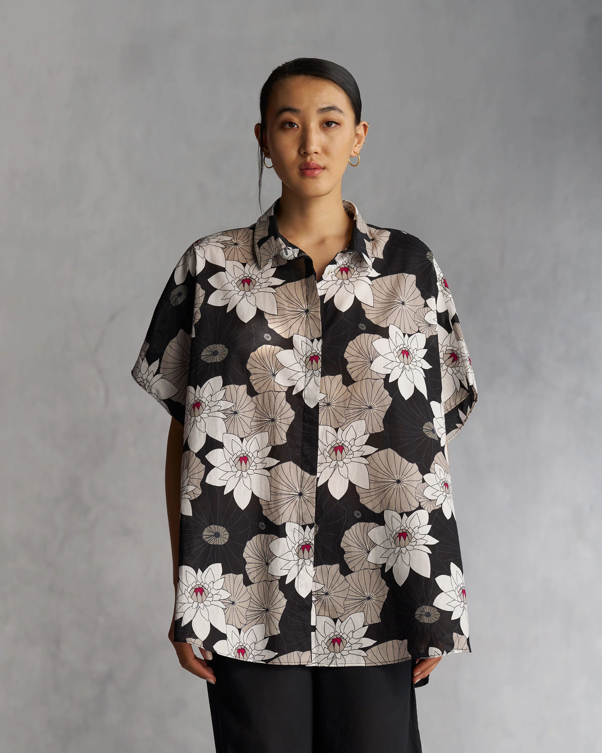 Kaftan Shirt - Black & Grey