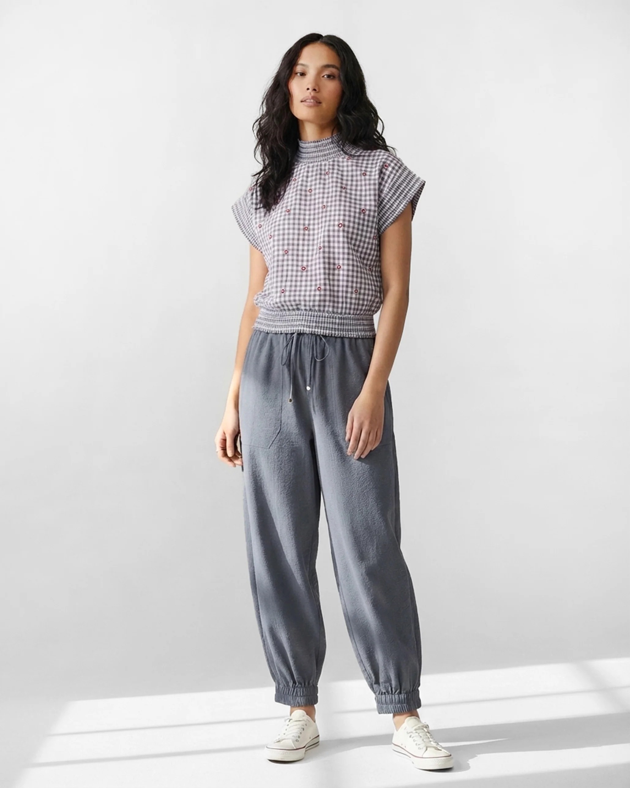 Lehar Top - Grey & White Embroidered - Image 6