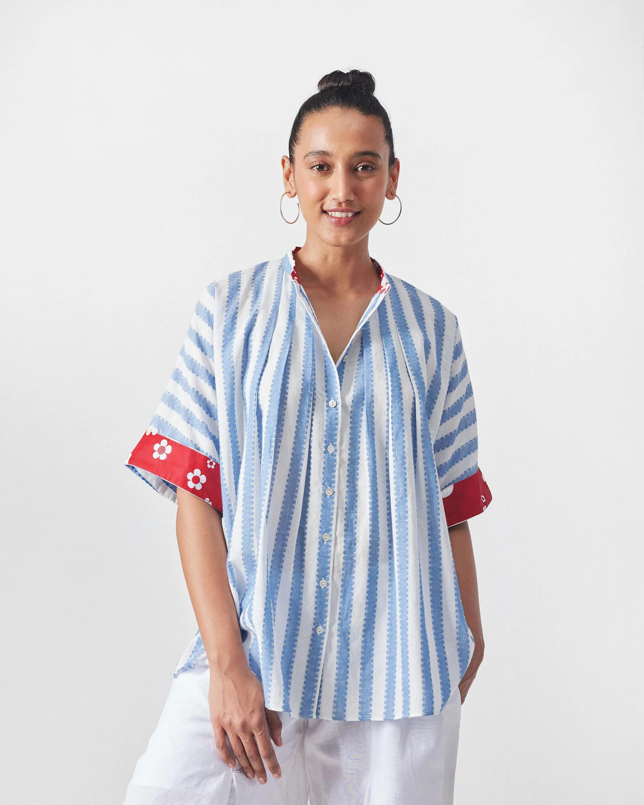 Moshi Back Tie Top - Blue & White Stripes