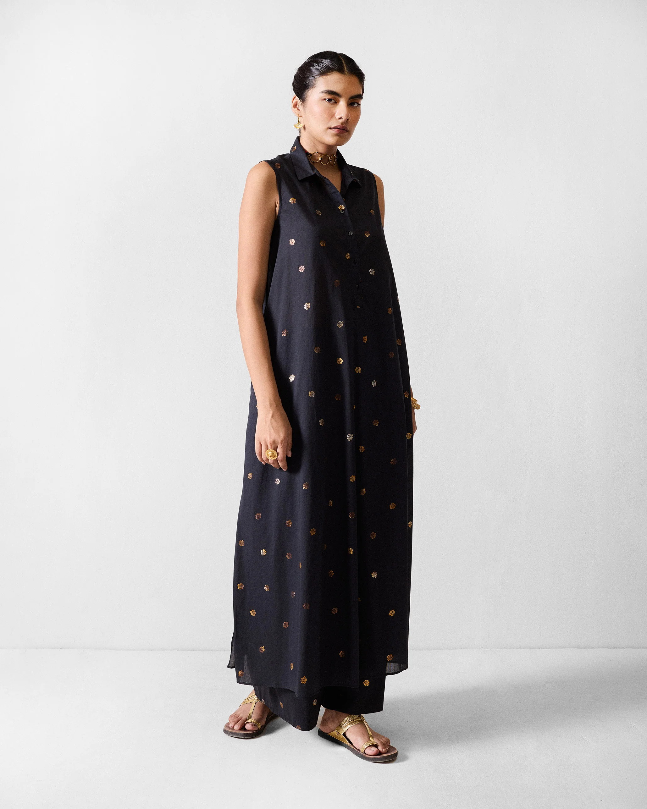 Parallel Kurta - Black & Gold Printed - Image 6