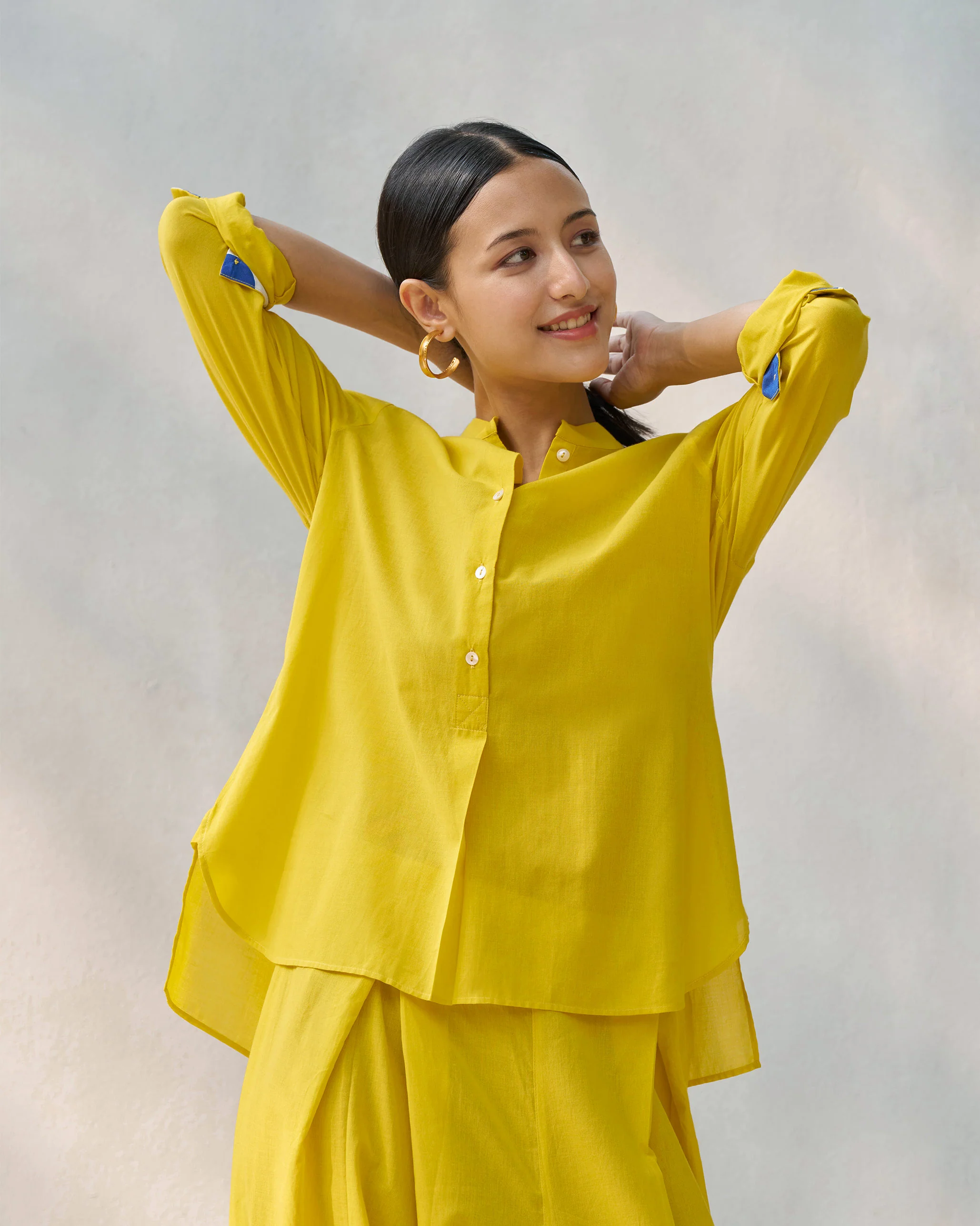 Mandarin Collar Top - Yellow - Image 8