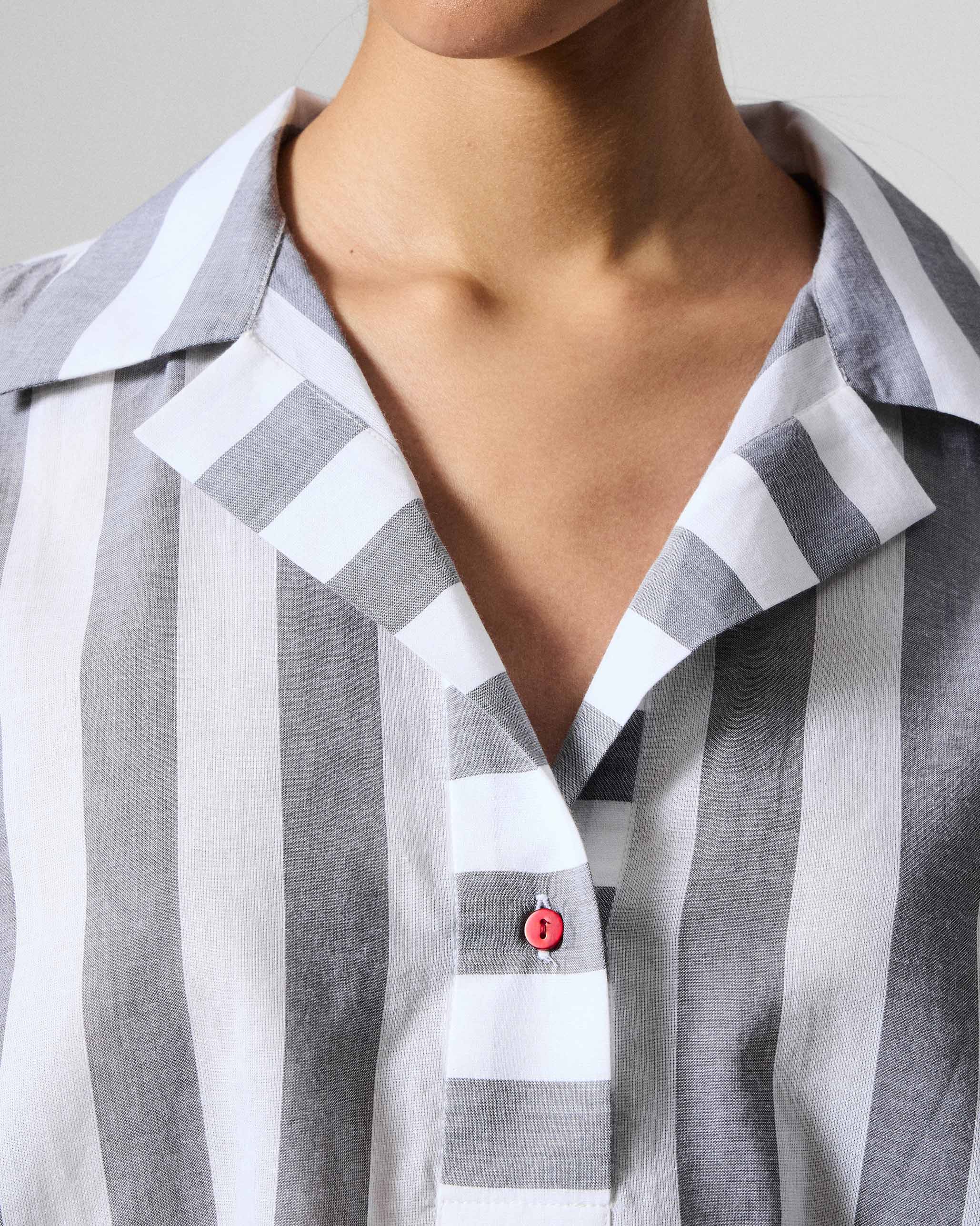 Rann Shirt - Grey & White Stripes - Image 5