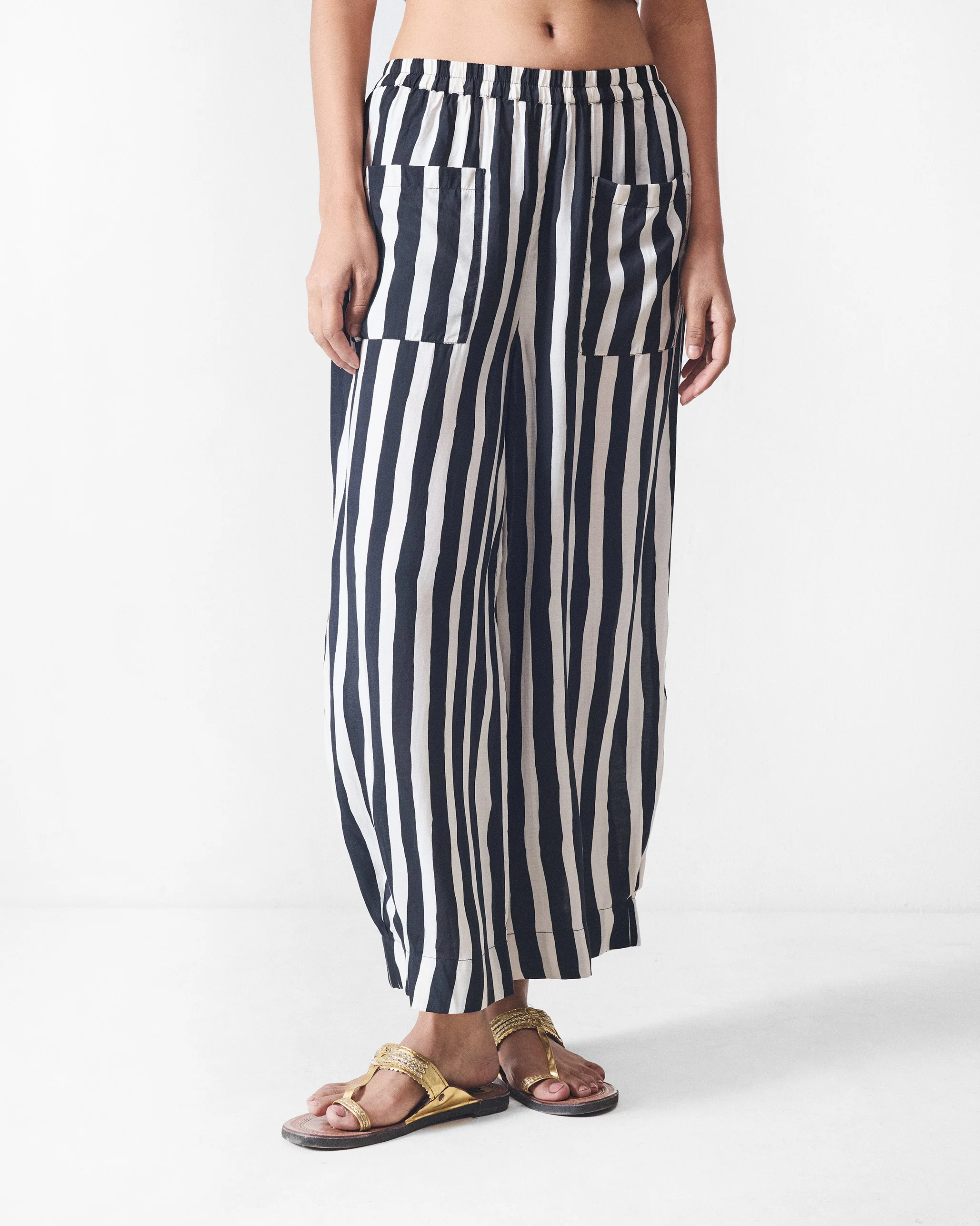 Serene Pants - Black & Beige Printed