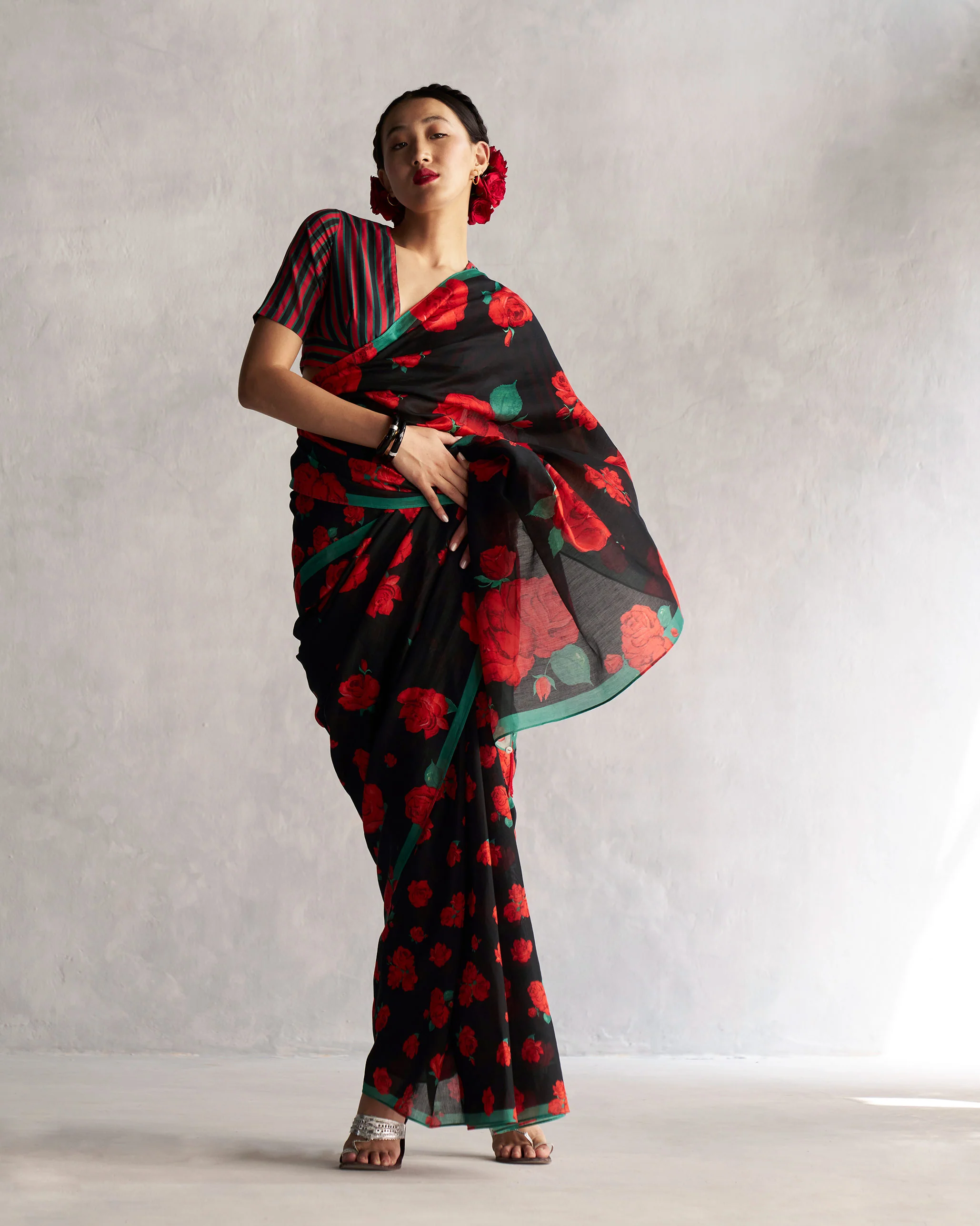 Sitara Blouse - Black & Red - Image 3