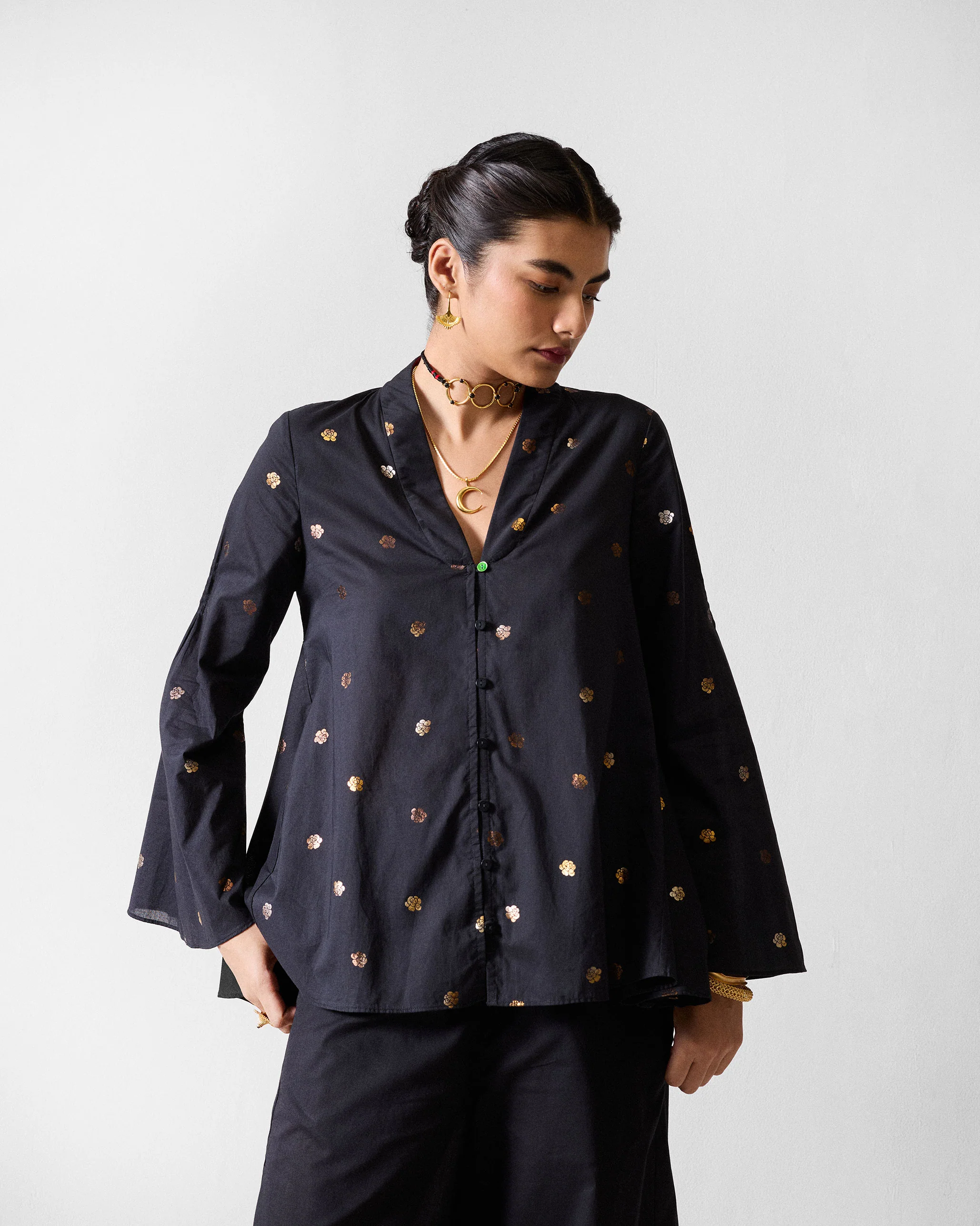 Tangier Top - Black & Gold Printed - Image 6