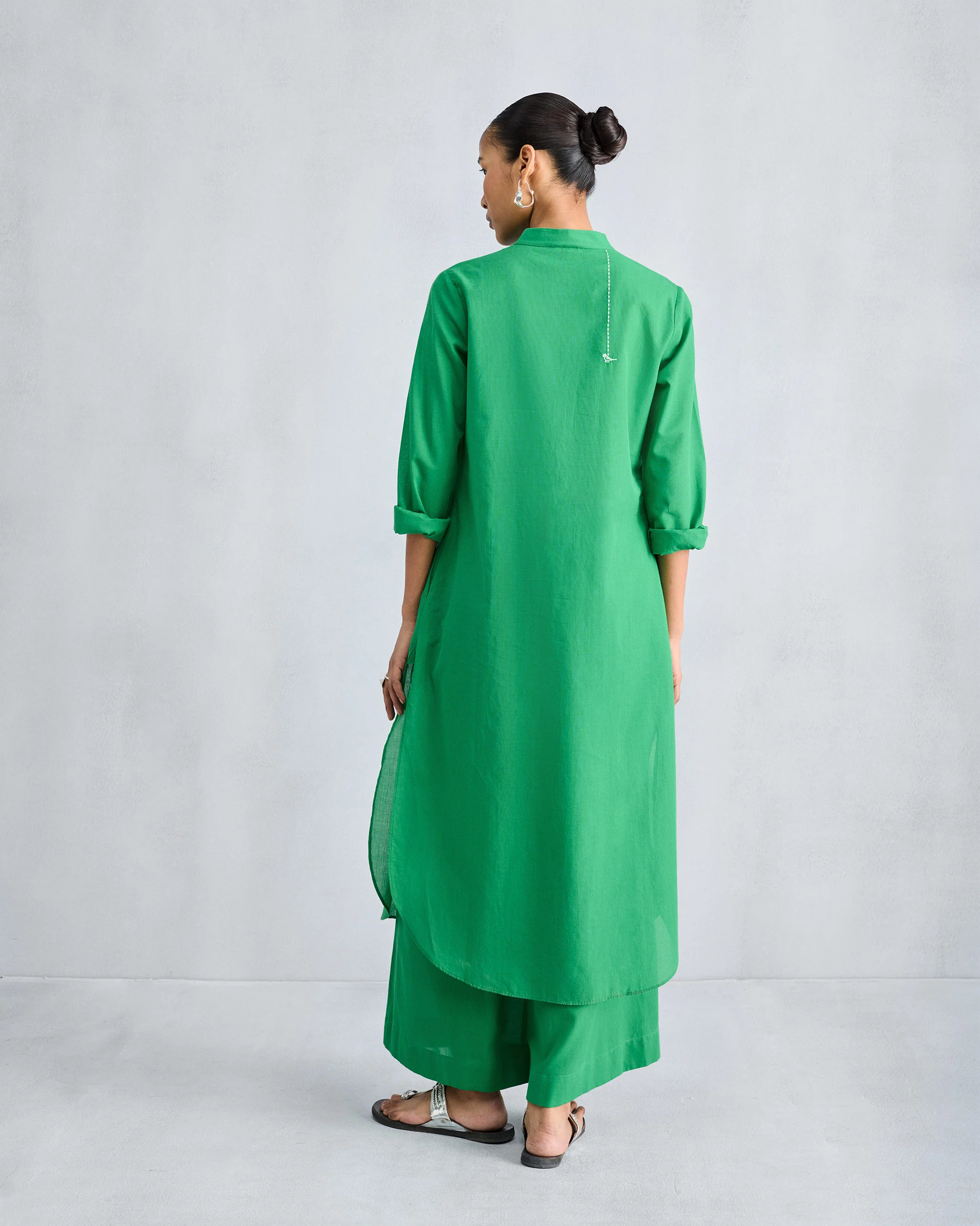 The Basic Long Length Kurta Set - Green - Image 2