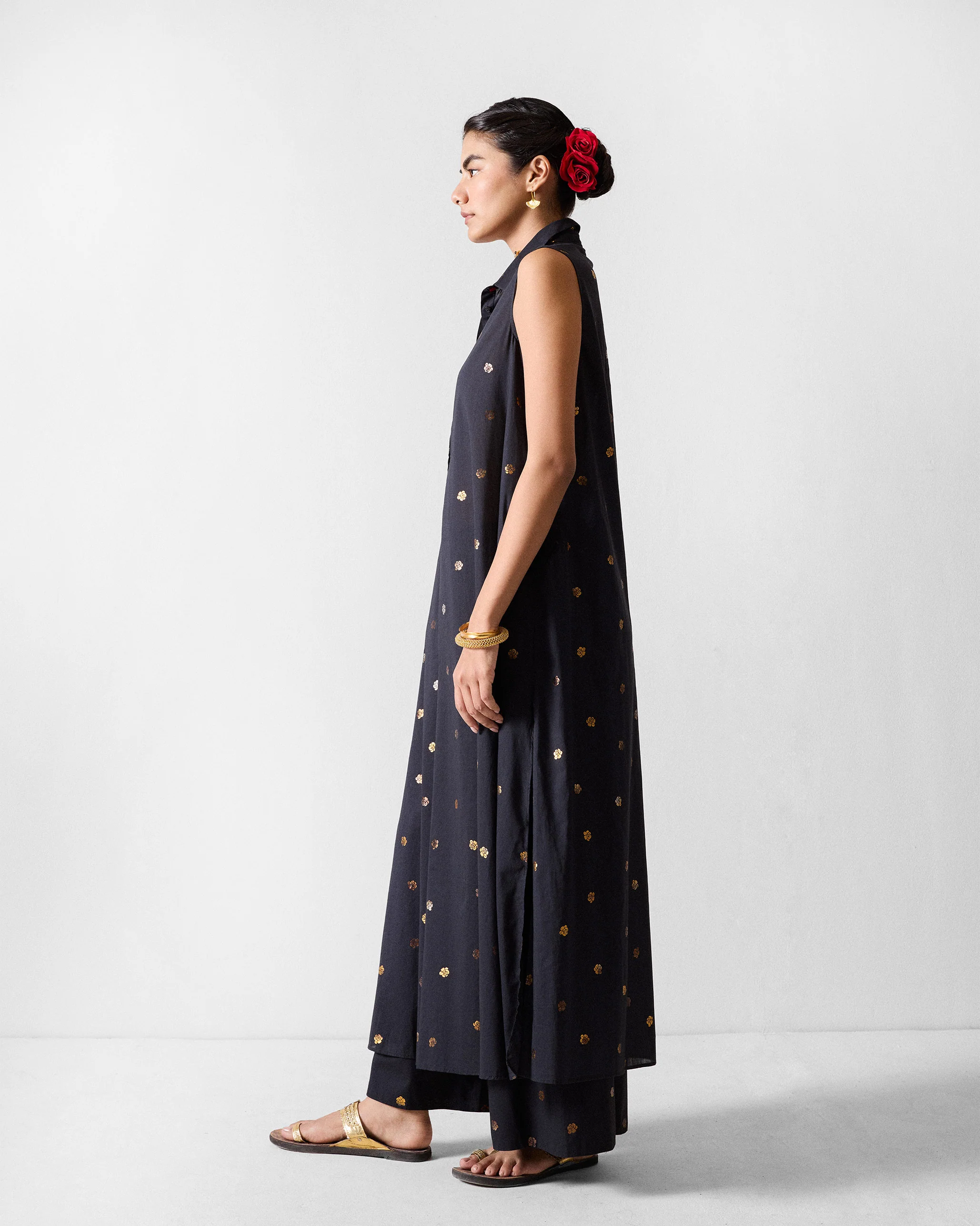The Parallel Kurta Set - Black & Gold Printed - Image 2