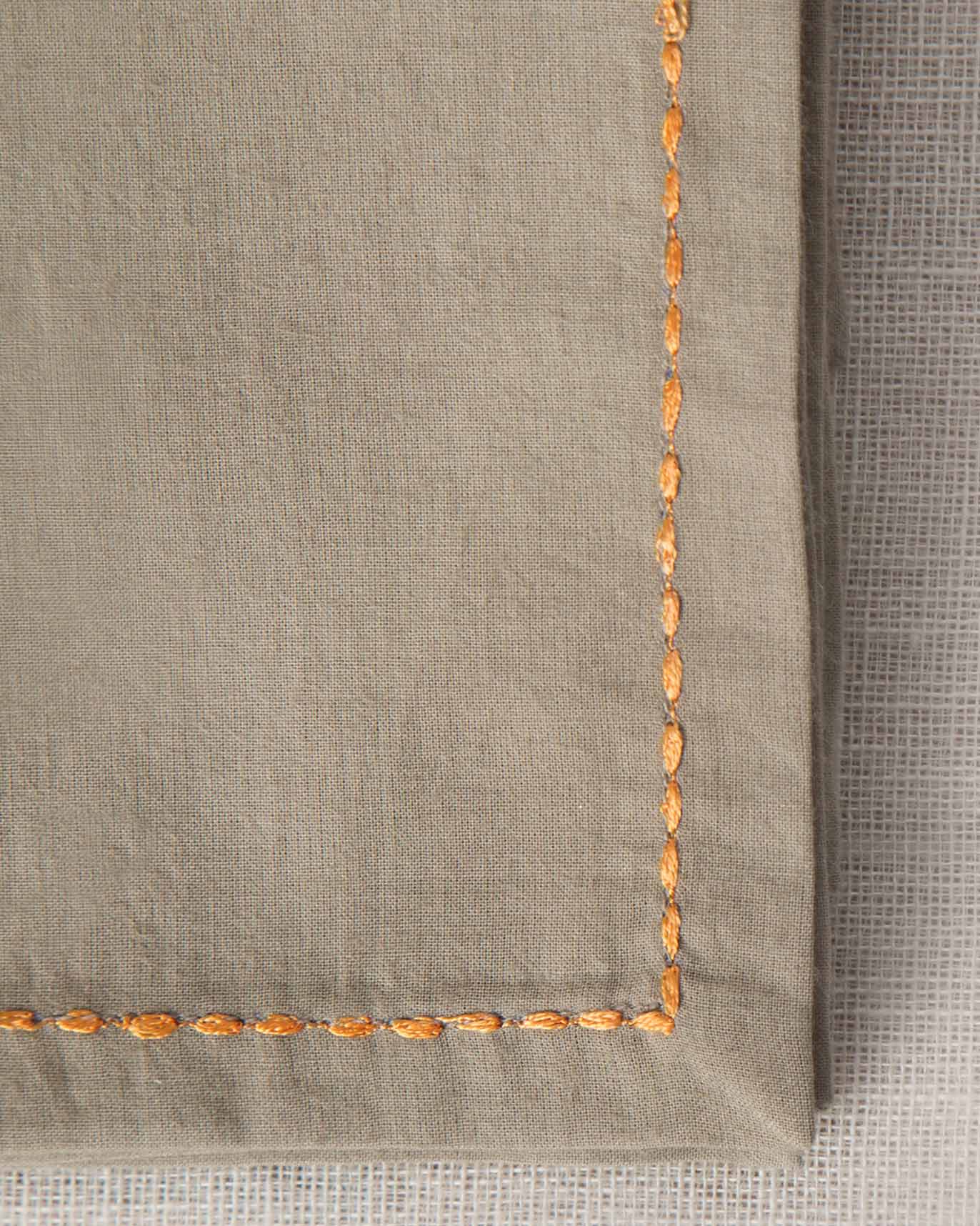 Verandah Cocktail Napkins (Set of 6) - Soft Grey & Tangerine - Image 2