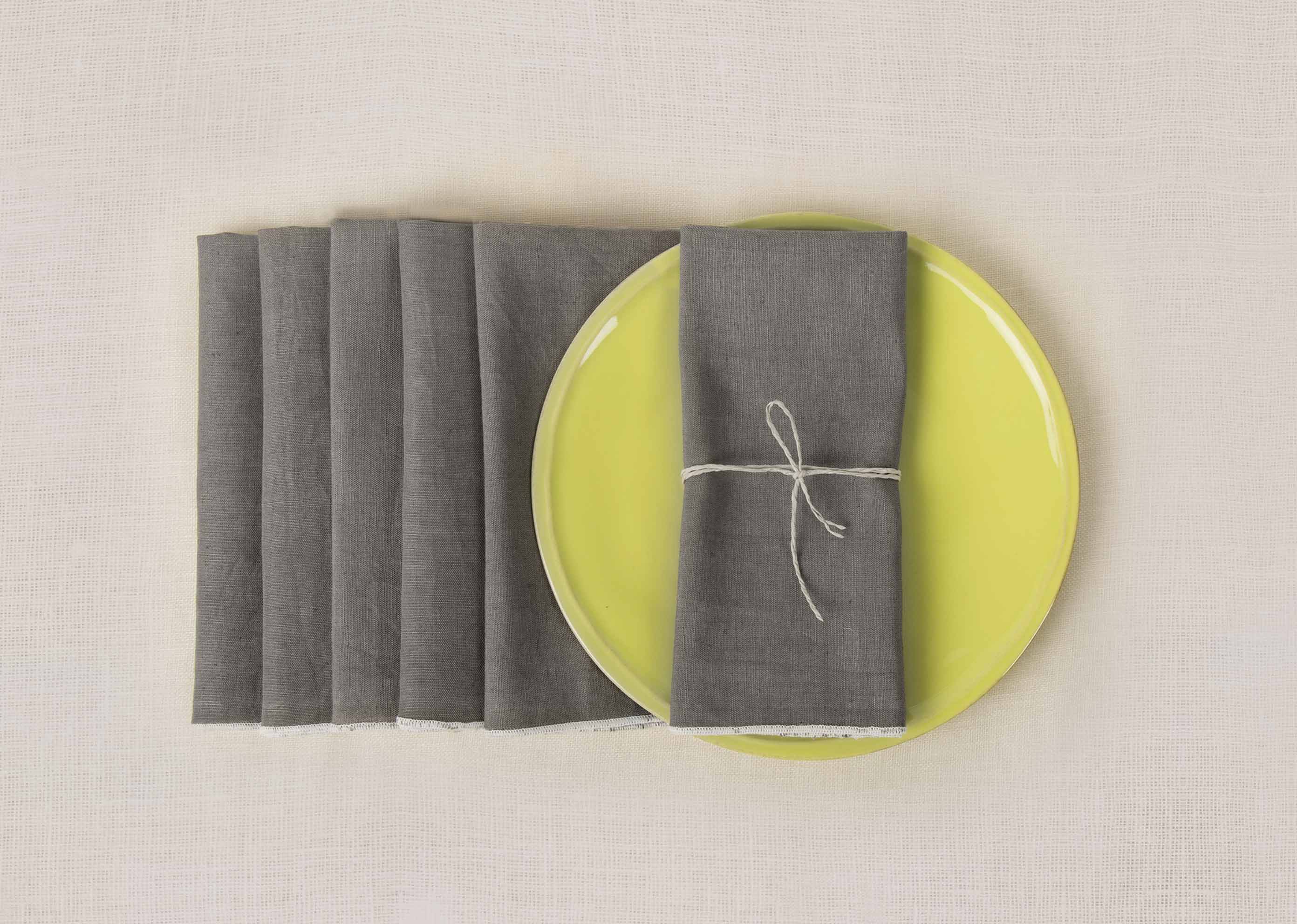 Verandah Dinner Napkins (Set of 6) - Charcoal & Ivory - Image 3