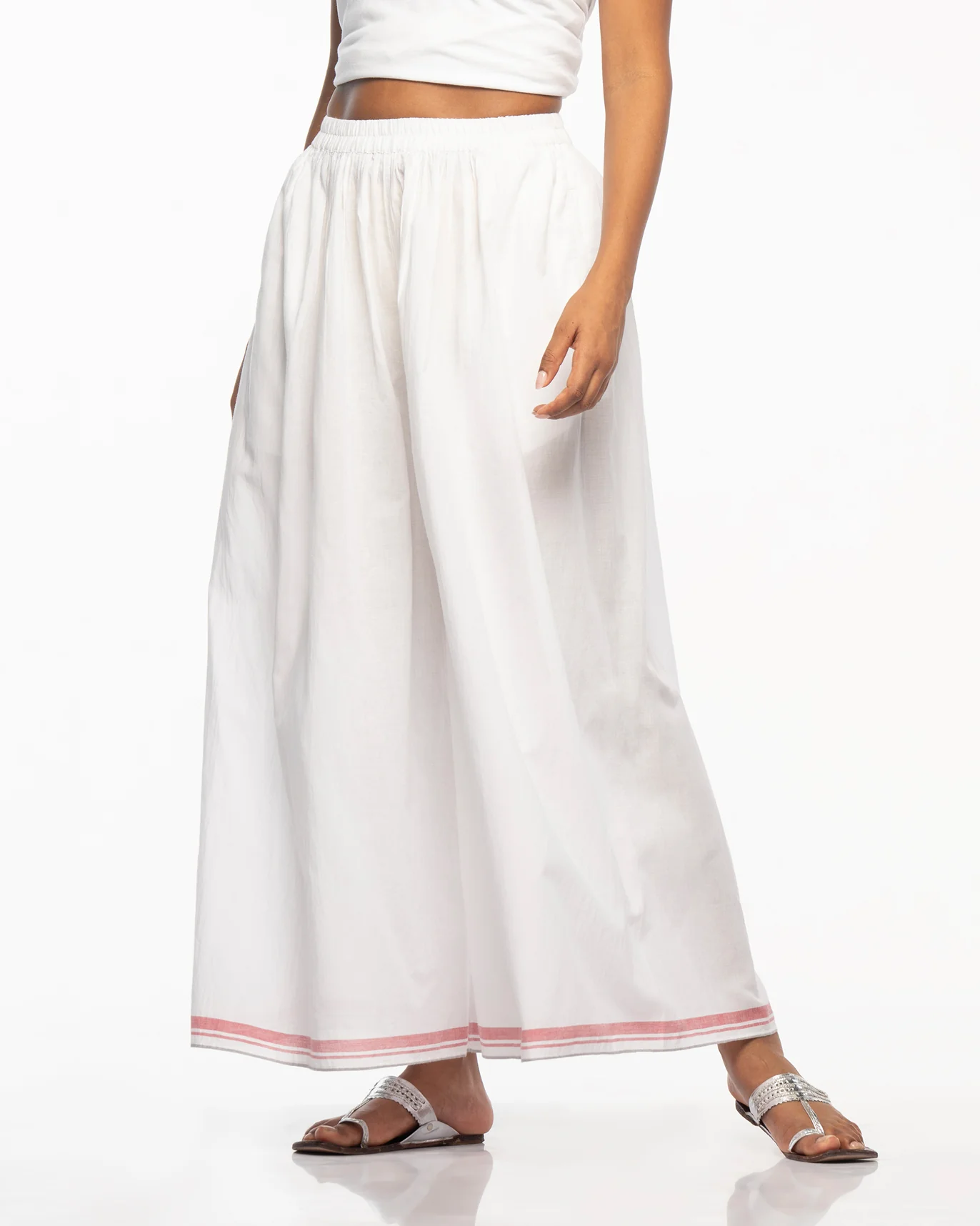 Yoi Hem Pants - White & Red
